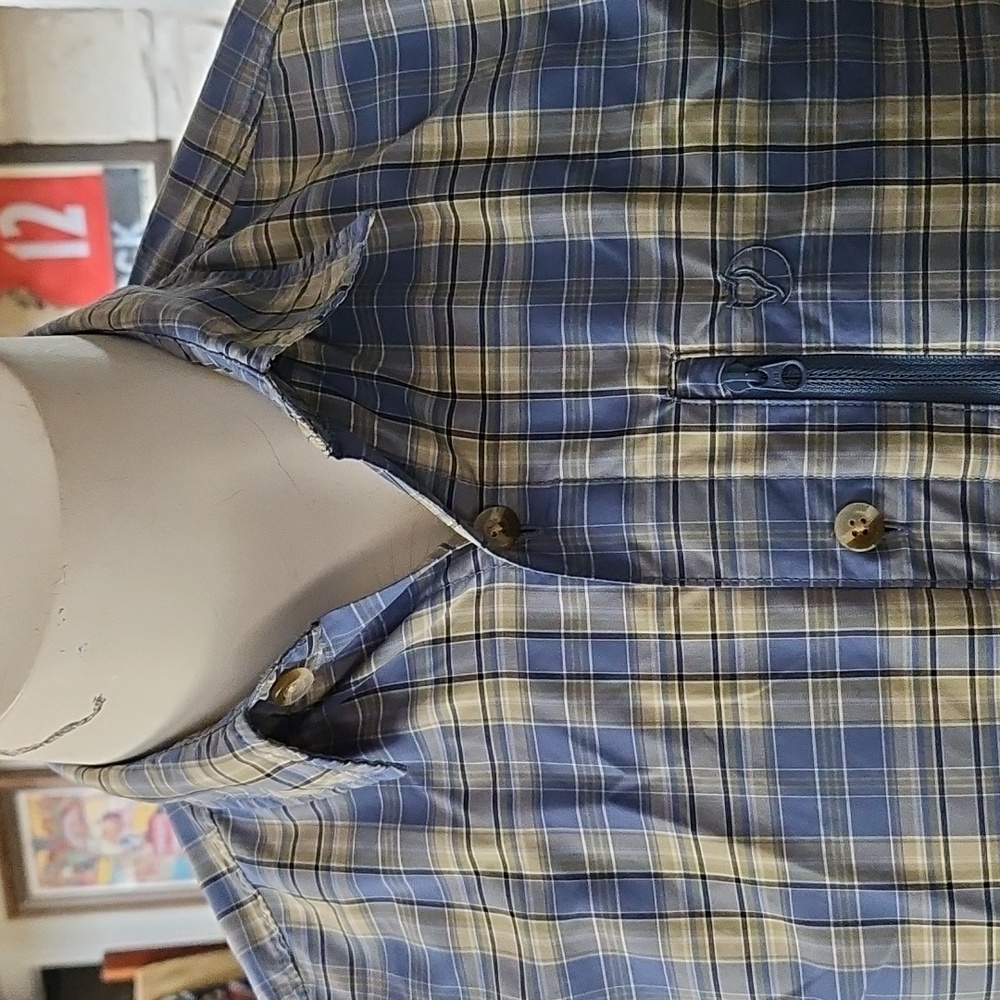 Fjallraven Mens Abisko Hiking SS Shirt Blue Plaid Size M - Picture 2 of 10